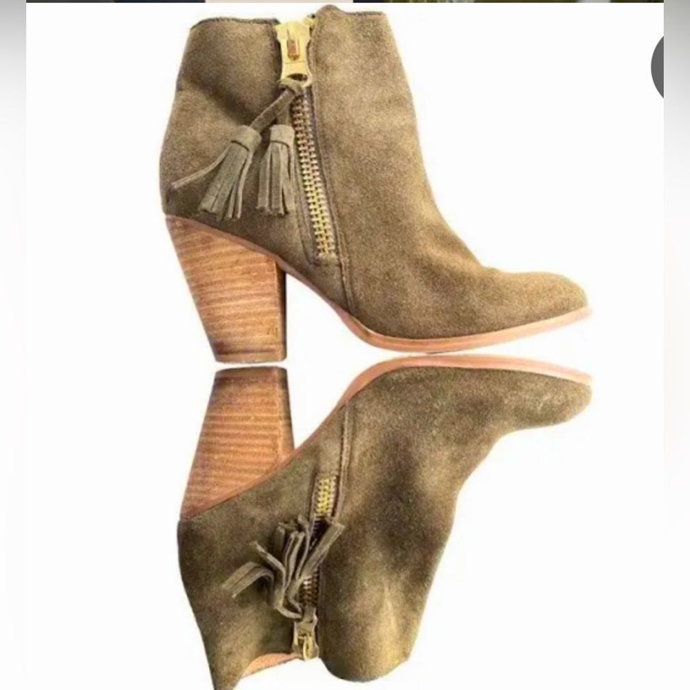 Aldo Olive Suede Tasseled Booties Size 7 - Picture 2 of 7